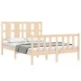 Estructura de cama de matrimonio con cabecero madera maciza de , Camas y somieres - Ref: Foro24-3192206, Precio: 142,27 €, De...