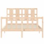 Double bed frame with solid wood headboard by , Beds and slatted bases - Ref: Foro24-3192206, Price: 144,27 €, Discount: %
