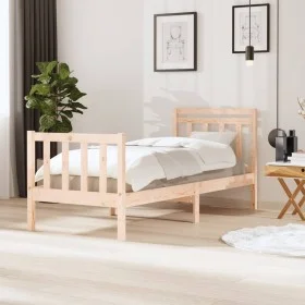 Small solid wood single bed frame 75x190 cm by , Beds and slatted bases - Ref: Foro24-3100679, Price: 86,89 €, Discount: %