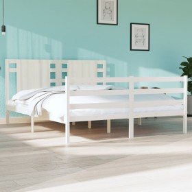 Estructura de cama madera maciza de pino blanca 150x200 cm