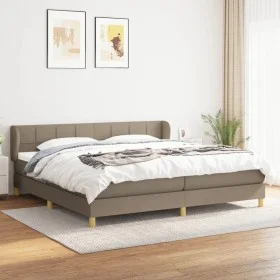 Box spring bed with taupe gray fabric mattress 200x200 cm by , Beds and slatted bases - Ref: Foro24-3126833, Price: 634,57 €,...