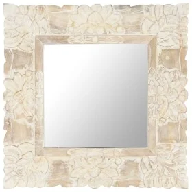 Espejo de madera maciza de mango blanco 50x50 cm by , Mirrors - Ref: Foro24-321632, Price: 67,57 €, Discount: %