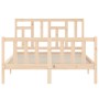 Double bed frame with solid wood headboard by , Beds and slatted bases - Ref: Foro24-3193116, Price: 144,44 €, Discount: %
