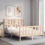 Double bed frame with solid wood headboard by , Beds and slatted bases - Ref: Foro24-3193051, Price: 135,01 €, Discount: %