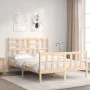 Double bed frame with solid wood headboard by , Beds and slatted bases - Ref: Foro24-3193051, Price: 135,01 €, Discount: %