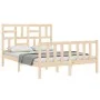 Double bed frame with solid wood headboard by , Beds and slatted bases - Ref: Foro24-3193051, Price: 135,01 €, Discount: %