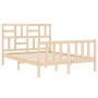 Double bed frame with solid wood headboard by , Beds and slatted bases - Ref: Foro24-3193051, Price: 136,95 €, Discount: %
