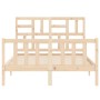 Double bed frame with solid wood headboard by , Beds and slatted bases - Ref: Foro24-3193051, Price: 136,95 €, Discount: %