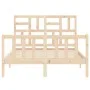 Double bed frame with solid wood headboard by , Beds and slatted bases - Ref: Foro24-3193051, Price: 135,01 €, Discount: %