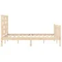 Double bed frame with solid wood headboard by , Beds and slatted bases - Ref: Foro24-3193051, Price: 135,01 €, Discount: %