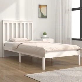 Massives Bettgestell aus weißem Kiefernholz, 100 x 200 cm von , Betten und Lattenroste - Ref: Foro24-3103834, Preis: 114,42 €...