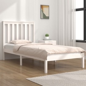 Solid white pine wood bed frame 100x200 cm by , Beds and slatted bases - Ref: Foro24-3103834, Price: 116,05 €, Discount: %