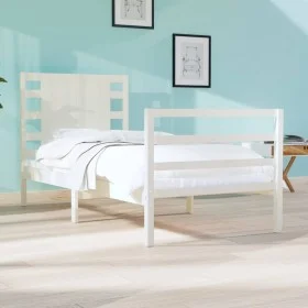 Solid white pine wood bed frame 75x190 cm by , Beds and slatted bases - Ref: Foro24-3104244, Price: 113,57 €, Discount: %