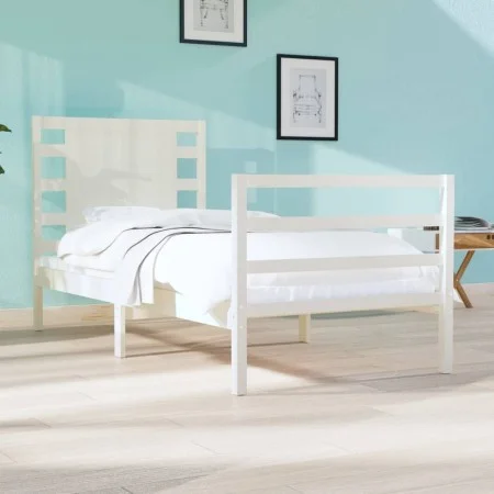 Solid white pine wood bed frame 75x190 cm by , Beds and slatted bases - Ref: Foro24-3104244, Price: 113,57 €, Discount: %