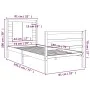 Solid white pine wood bed frame 75x190 cm by , Beds and slatted bases - Ref: Foro24-3104244, Price: 113,57 €, Discount: %