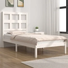 Solid white pine wood bed frame 75x190 cm by , Beds and slatted bases - Ref: Foro24-3104439, Price: 92,84 €, Discount: %