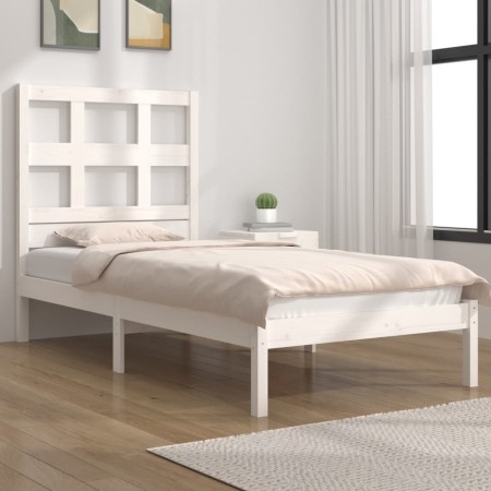 Solid white pine wood bed frame 75x190 cm by , Beds and slatted bases - Ref: Foro24-3104439, Price: 88,87 €, Discount: %