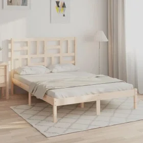 Solid wood double bed frame 135x190 cm by , Beds and slatted bases - Ref: Foro24-3105925, Price: 129,65 €, Discount: %