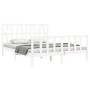 Double bed frame with white solid wood headboard by , Beds and slatted bases - Ref: Foro24-3192497, Price: 160,72 €, Discount: %