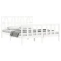 Double bed frame with white solid wood headboard by , Beds and slatted bases - Ref: Foro24-3192497, Price: 158,58 €, Discount: %