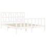 Double bed frame with white solid wood headboard by , Beds and slatted bases - Ref: Foro24-3192497, Price: 160,72 €, Discount: %