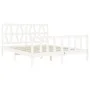 Double bed frame with white solid wood headboard by , Beds and slatted bases - Ref: Foro24-3192497, Price: 158,58 €, Discount: %
