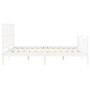 Double bed frame with white solid wood headboard by , Beds and slatted bases - Ref: Foro24-3192497, Price: 160,72 €, Discount: %