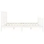 Double bed frame with white solid wood headboard by , Beds and slatted bases - Ref: Foro24-3192497, Price: 158,58 €, Discount: %