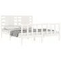 Estructura de cama matrimonio con cabecero madera maciza blanco de , Camas y somieres - Ref: Foro24-3192822, Precio: 156,74 €...