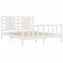 Estructura de cama matrimonio con cabecero madera maciza blanco de , Camas y somieres - Ref: Foro24-3192822, Precio: 156,74 €...