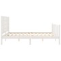 Double bed frame with white solid wood headboard by , Beds and slatted bases - Ref: Foro24-3192822, Price: 158,78 €, Discount: %