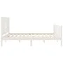 Estructura de cama matrimonio con cabecero madera maciza blanco de , Camas y somieres - Ref: Foro24-3192822, Precio: 156,74 €...