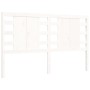 Double bed frame with white solid wood headboard by , Beds and slatted bases - Ref: Foro24-3192822, Price: 158,78 €, Discount: %