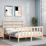 Double bed frame with solid wood headboard by , Beds and slatted bases - Ref: Foro24-3191881, Price: 135,06 €, Discount: %