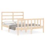 Double bed frame with solid wood headboard by , Beds and slatted bases - Ref: Foro24-3191881, Price: 128,90 €, Discount: %