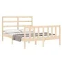 Double bed frame with solid wood headboard by , Beds and slatted bases - Ref: Foro24-3191881, Price: 135,06 €, Discount: %