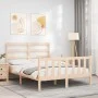 Double bed frame with solid wood headboard by , Beds and slatted bases - Ref: Foro24-3191881, Price: 135,06 €, Discount: %