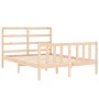 Double bed frame with solid wood headboard by , Beds and slatted bases - Ref: Foro24-3191881, Price: 128,90 €, Discount: %