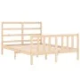 Double bed frame with solid wood headboard by , Beds and slatted bases - Ref: Foro24-3191881, Price: 135,06 €, Discount: %