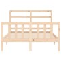 Double bed frame with solid wood headboard by , Beds and slatted bases - Ref: Foro24-3191881, Price: 128,90 €, Discount: %