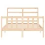 Double bed frame with solid wood headboard by , Beds and slatted bases - Ref: Foro24-3191881, Price: 135,06 €, Discount: %
