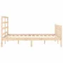 Double bed frame with solid wood headboard by , Beds and slatted bases - Ref: Foro24-3191881, Price: 135,06 €, Discount: %