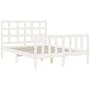 Double bed frame with white solid wood headboard by , Beds and slatted bases - Ref: Foro24-3192077, Price: 156,30 €, Discount: %