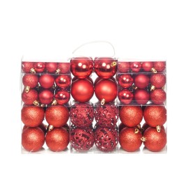 Lote de bolas de Navidad 100 unidades rojas 3/4/6 cm