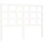 Double bed frame with white solid wood headboard by , Beds and slatted bases - Ref: Foro24-3192077, Price: 156,30 €, Discount: %