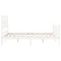 Double bed frame with white solid wood headboard by , Beds and slatted bases - Ref: Foro24-3192532, Price: 168,70 €, Discount: %
