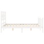 Estructura cama de matrimonio con cabecero madera maciza blanco de , Camas y somieres - Ref: Foro24-3192532, Precio: 163,28 €...