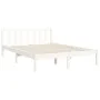 Double bed frame with white solid wood headboard by , Beds and slatted bases - Ref: Foro24-3192532, Price: 168,70 €, Discount: %