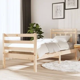 Small solid wood single bed frame 75x190 cm by , Beds and slatted bases - Ref: Foro24-3100614, Price: 88,00 €, Discount: %