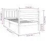 Small solid wood single bed frame 75x190 cm by , Beds and slatted bases - Ref: Foro24-3100614, Price: 88,00 €, Discount: %
